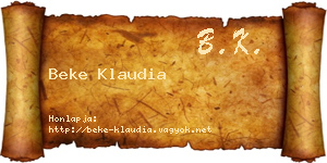 Beke Klaudia névjegykártya